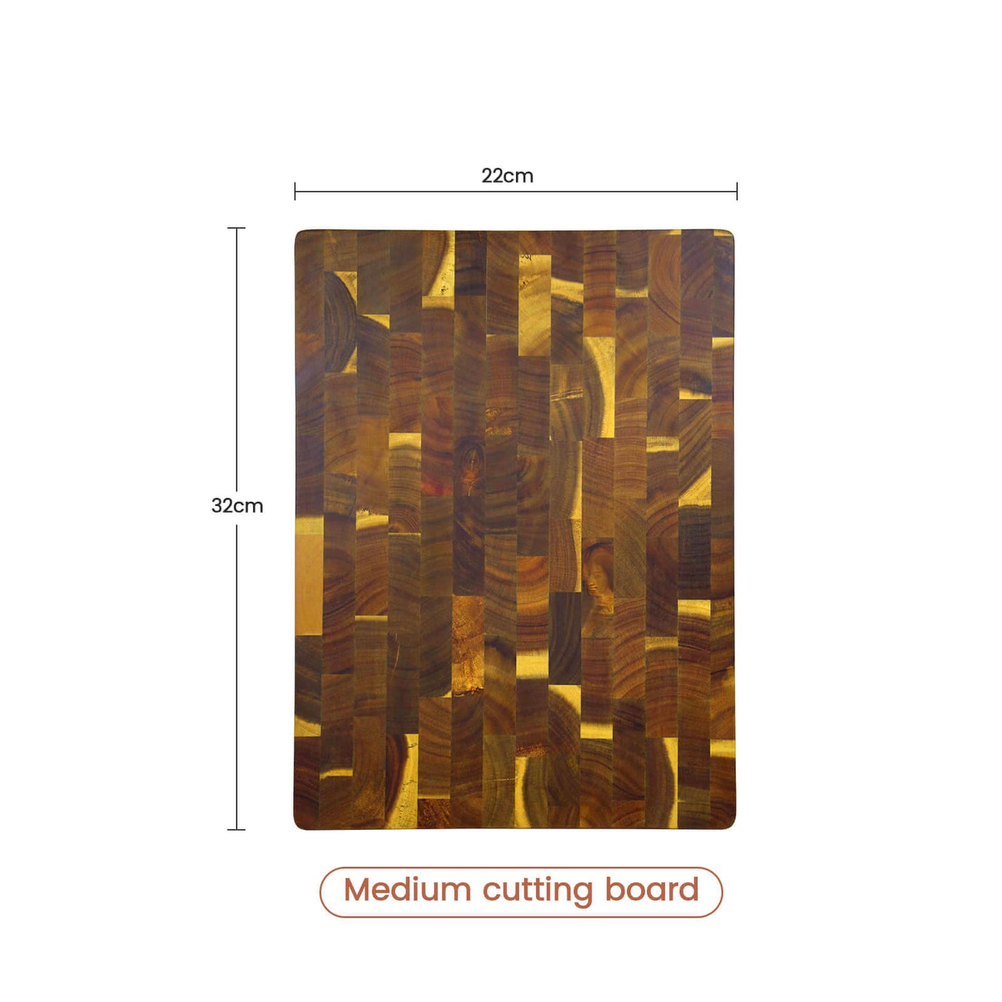 50% rabattSkärbräda i rosenträ med rutmönster och dubbelsidig ådring, perfekt för att skära kött och grönsaker och ge ditt kök en färgklick.