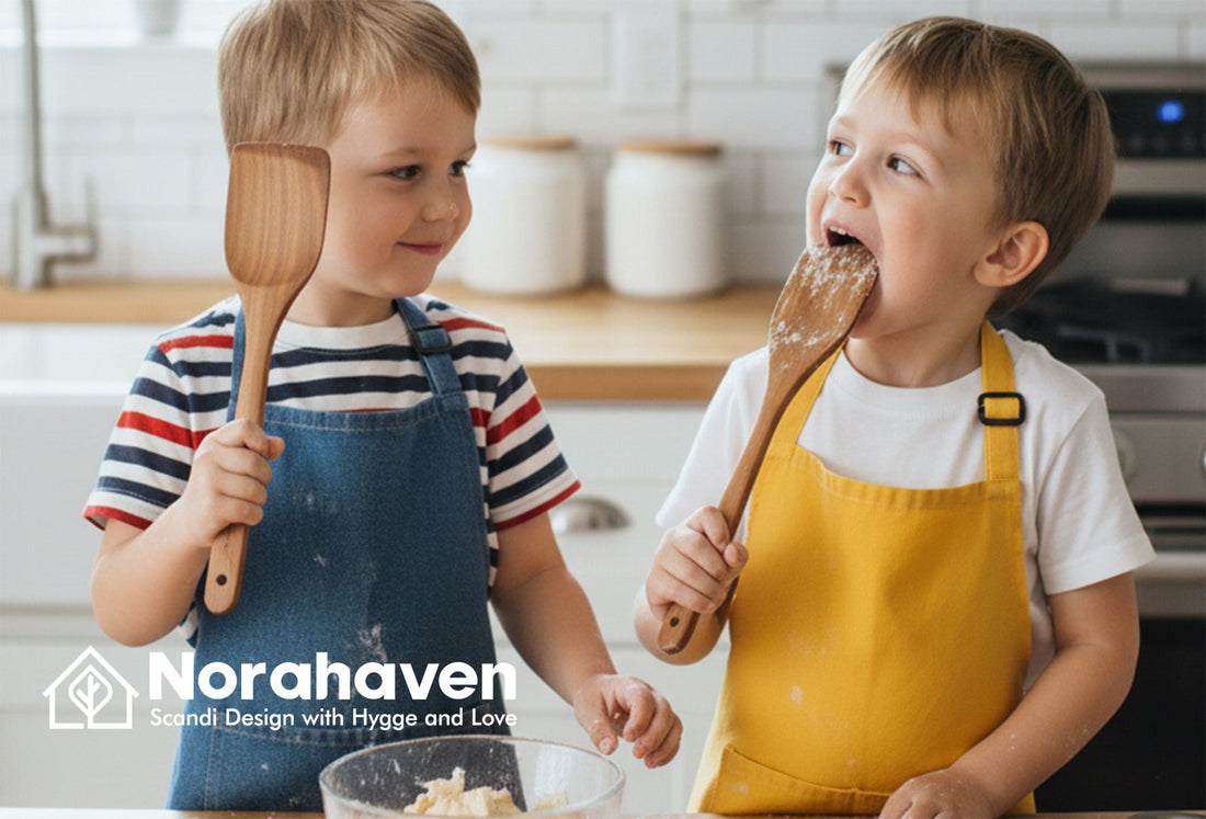 Child Biting Wooden Spoon Risky? Norahaven No-Coating Wood Utensils Safe Contrast Inferior Painted Products, Guarding Child Oral-Level Safety