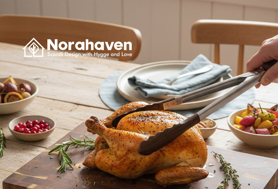 Christmas Roast Chicken, Why Lock Juice Aroma? Norahaven Rosewood Grid Board Tongs's Holiday Magic