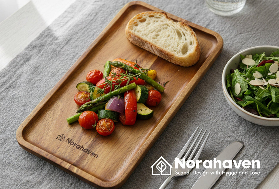 Why Do Plate Stacks Always Wobble? Norahaven Solid Wood Tray Makes Your Storage Steadier