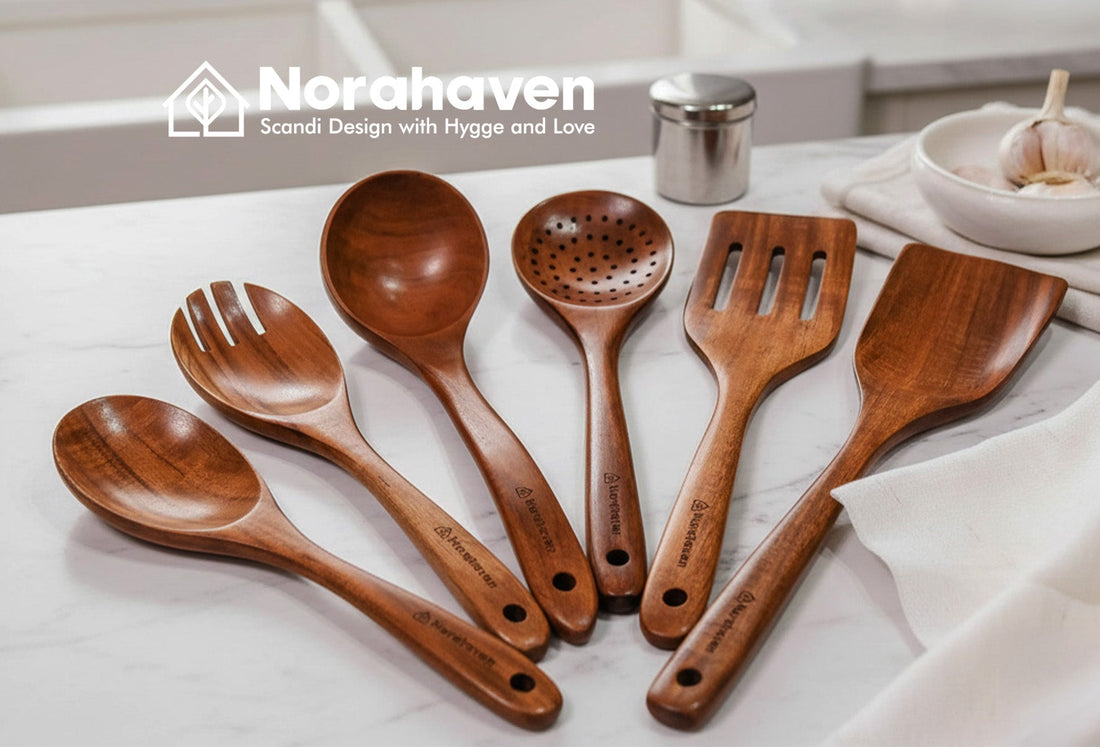 Are You Still Using Utensils That Transfer Odors? Norahaven Acacia Wood 6-Piece Set Lets Every Dish Keep Its True Flavor