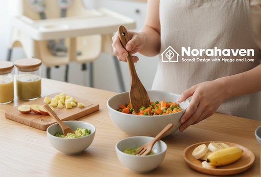 Dare Use Inferior Wood Utensils for Baby Complementary Food? Norahaven FSC 100% Certified Wood Utensils Safety Red Line Contrast