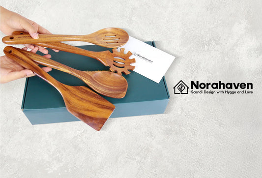 Norahaven Wooden Kitchen Utensil Add-On Set: Complete Your Cozy Nordic Hygge Kitchen