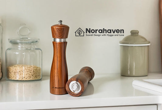 Elevate Your Kitchen with Norahaven’s Acacia Salt and Pepper Mill Set: Sustainable Scandinavian Elegance