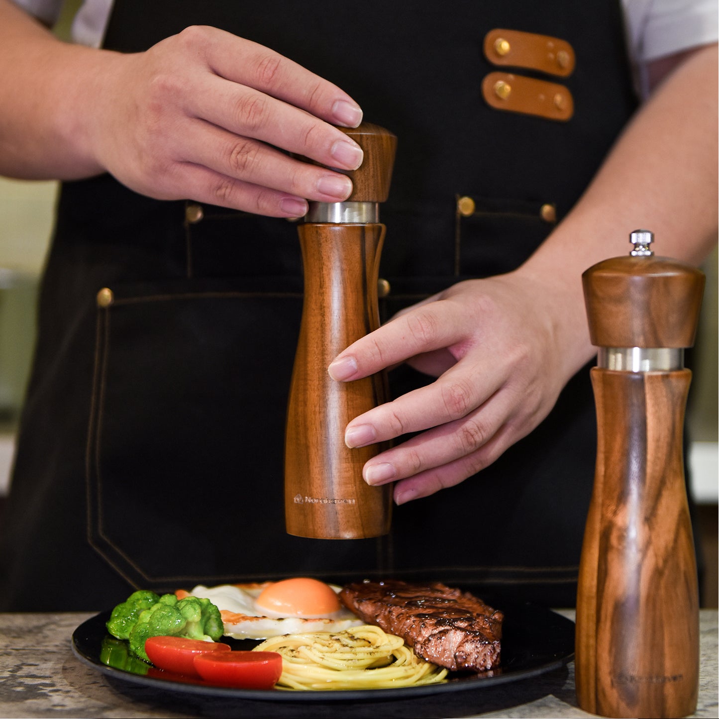 【30% OFF】Norahaven Trä Salt- och Pepparkvarn Set