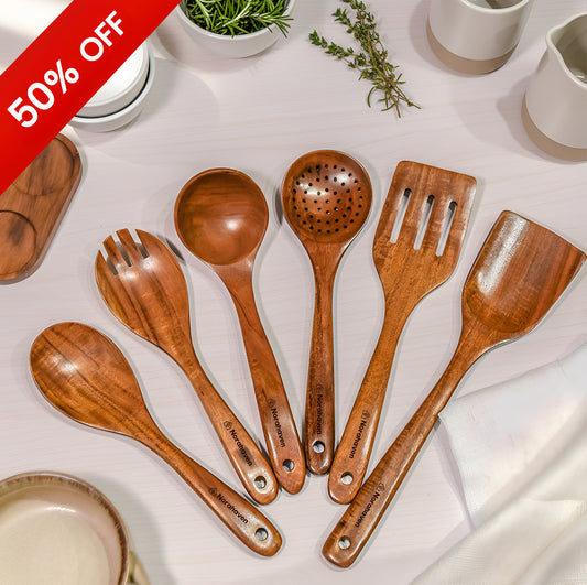 50 % rabatt på Norahaven Trä Köksredskap 6-delars Set - Original