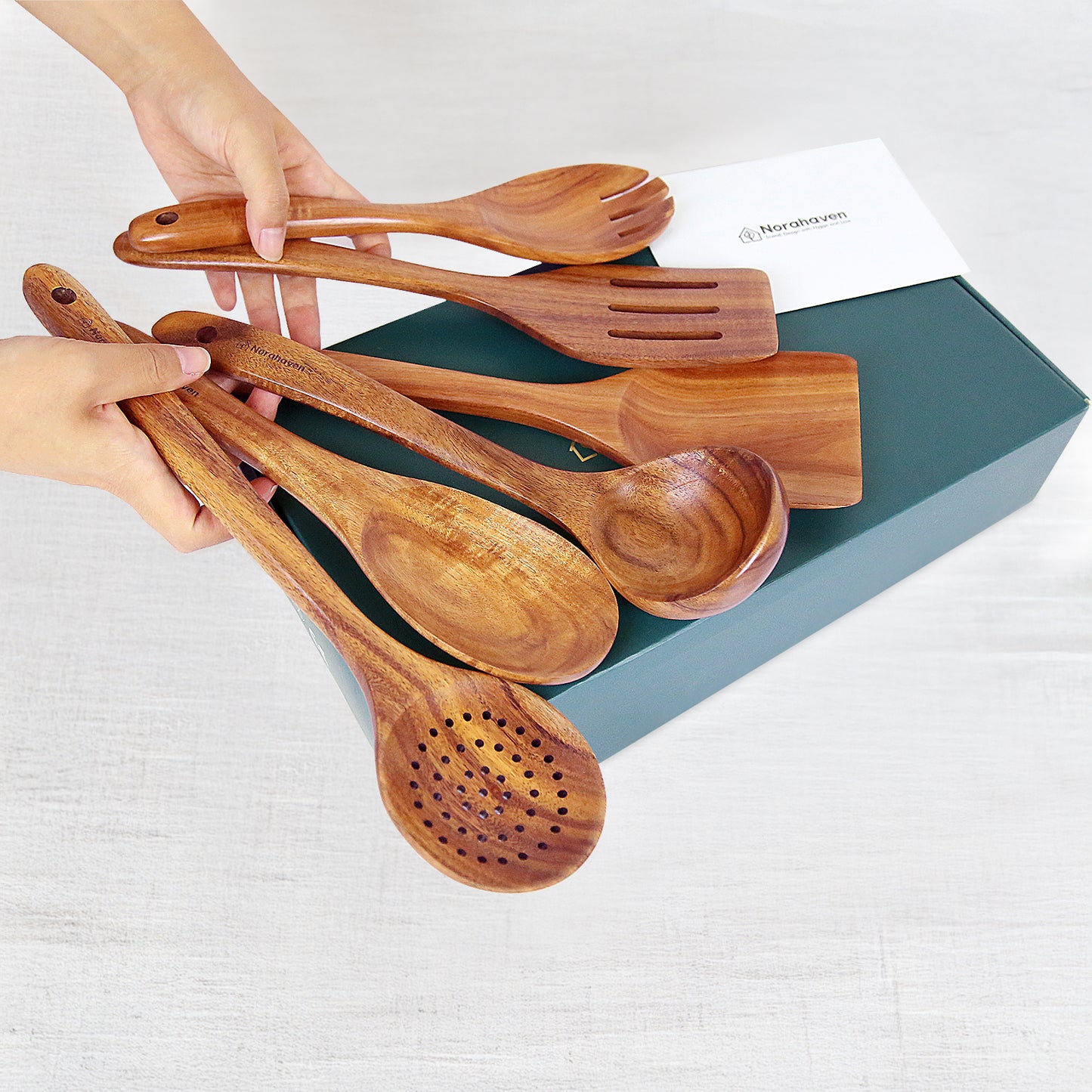 【25% OFF】Norahaven Trä Köksredskap 6-delars Set - Original